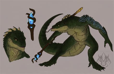 Coatl Dark Lizardman Mage Concept Art Characters Fantasy Character