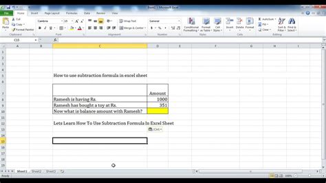 How To Use Subtraction Formula In Excel In Excel Sheet Subtraction