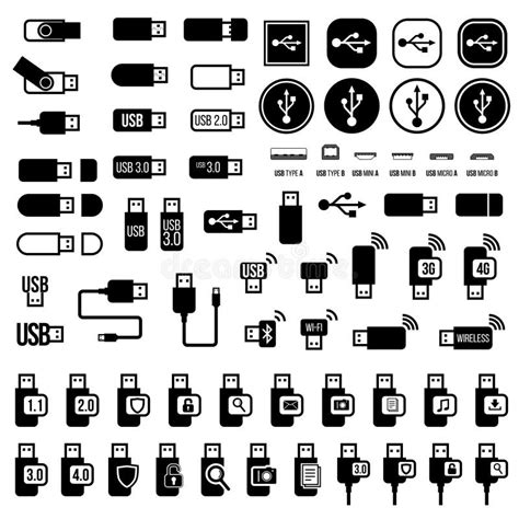 Usb Icons Stock Vector Illustration Of Connector Cable 50323457