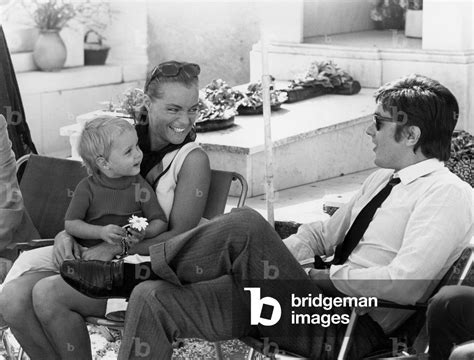 Actress Romy Schneider With Her Son David And Actor Alain Delon Between