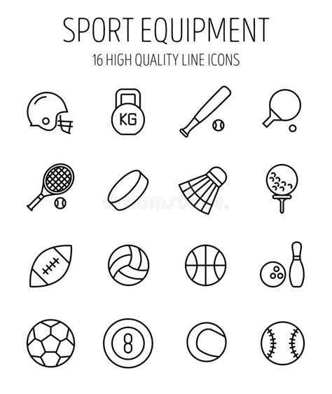 Set Of Sport Equipment Icons In Modern Thin Line Style Stock Vector