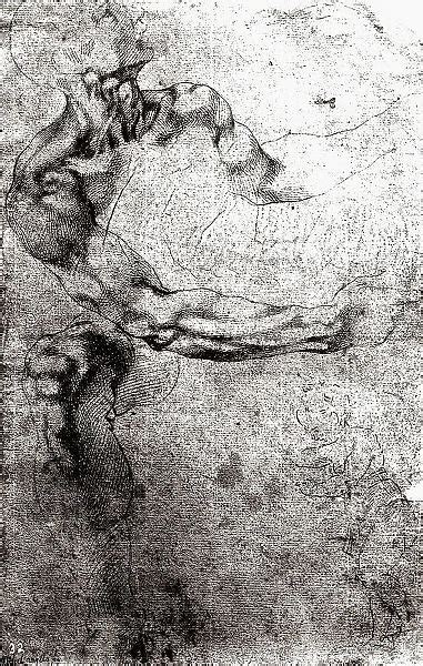 Study Of A Male Nude Drawing By Michelangelo Buonarroti