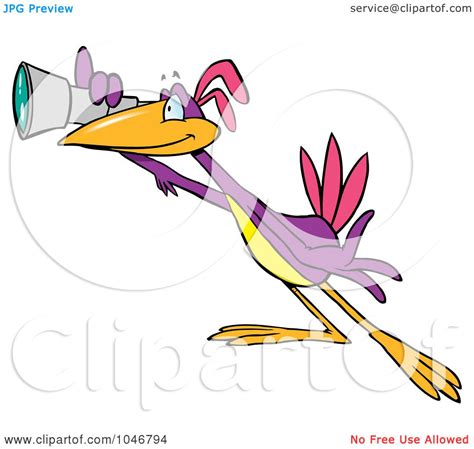 Royalty Free Rf Clip Art Illustration Of A Cartoon Scoping Bird Using A Telescope By Toonaday
