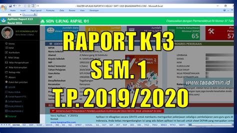 Download Aplikasi Raport K13 Revisi 2020 Versi Simple Semua Kelas