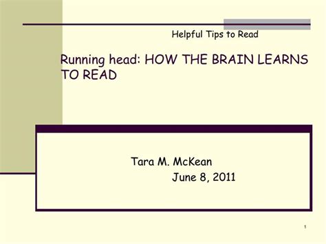 Ppt Running Head How The Brain Learns To Read Powerpoint