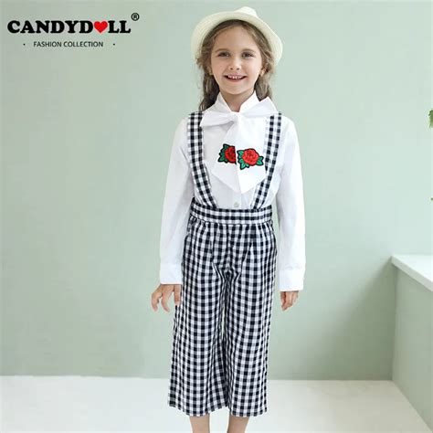 Candydoll Children Clothes Sets Girls Turn Down Collar Long Sleeve