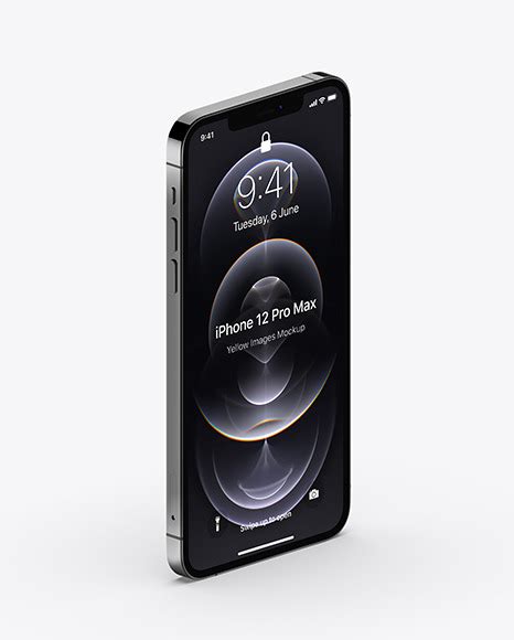 Apple Iphone 12 Pro Max Graphite Mockup Half Side View Free