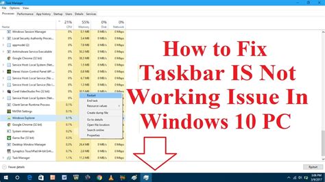 How To Fix Taskbar Not Working Issue In Windows 10 Youtube
