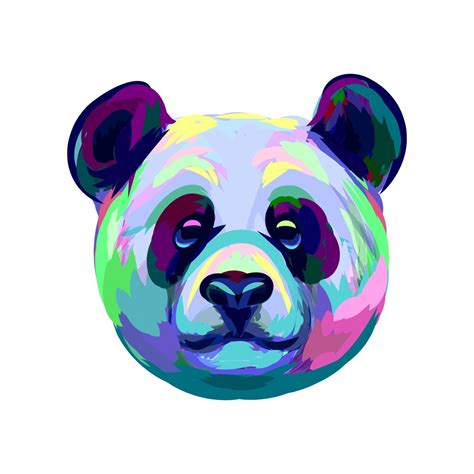 Portrait Of A Panda Bear Head From A Splash Of Watercolor Hand Drawn