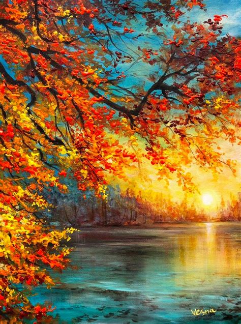 Fall Treasures Etsy In 2020 Fall Landscape Painting Autumn Painting Tree Painting Canvas