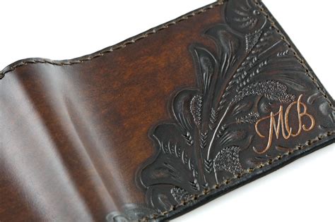 Hand Tooled Italian Leather Wallet For Man Carefully Hand Crafted In