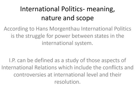 Solution International Politics Meaning Nature And Scope Studypool