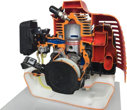 The 4 stroke or 4 cycle engine was invented in 1876 nicholas otto in germany. 2-stroke Petrol Engine Model Cutaway