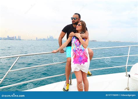 Happy Couple Enjoy Honeymoon At Dubai Stock Image Image Of Moon Friend 97770099