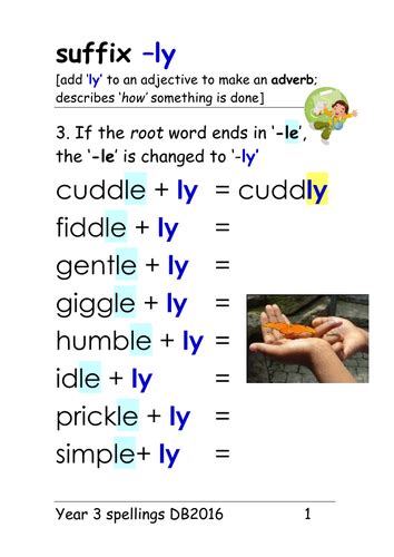 Year 3 Spellings Suffix Ly Adverb 4 Main Rules Ppt And Table