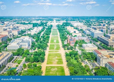 Aerial View Of The National Mall With The Capitol Building In