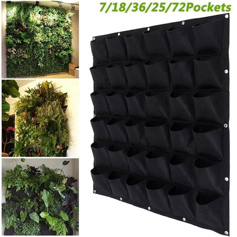 718362572 Pockets Wall Hanging Planting Bags Green Grow Bag Planter