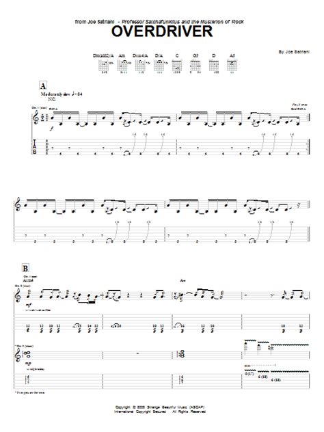Overdriver Partituras Joe Satriani Guitarra Tablatura
