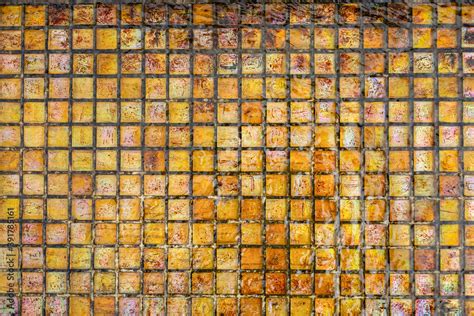 Abstract Orange Yellow Brown Tile Mosaic In Water Top View Tile