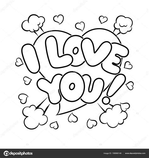 I Love You Words Comic Book Coloring Vector Stock Illustration By