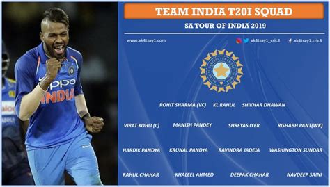 India Tour Of South Africa 2021 22 Squad Player List T20 Series ...