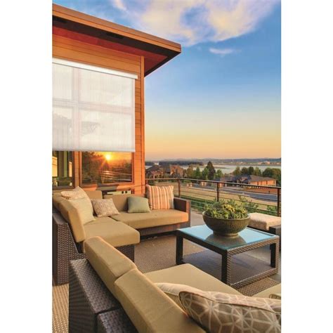 Coolaroo Solar Motorized Exterior Roller Shades 96 In X 72 In Pearl