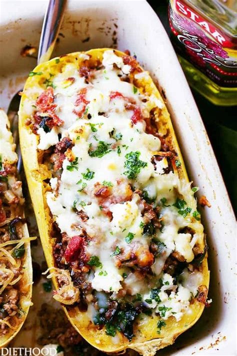 Mediterranean Spaghetti Squash Boats Easy Spaghetti Squash Recipe