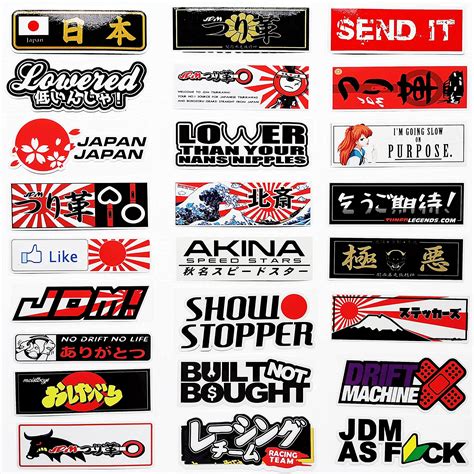 buy 38pcs cool jdm decal tuner stickers drift japanese car rising sun decals stickering for bike