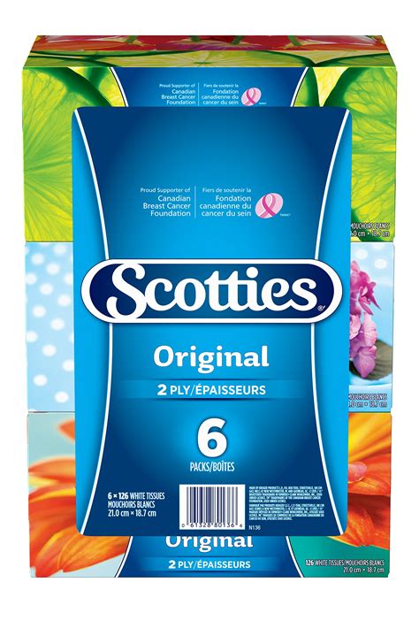 Scotties Facial Tissue 2 Ply 126 Sheets Per Box 6 Pack Canadian
