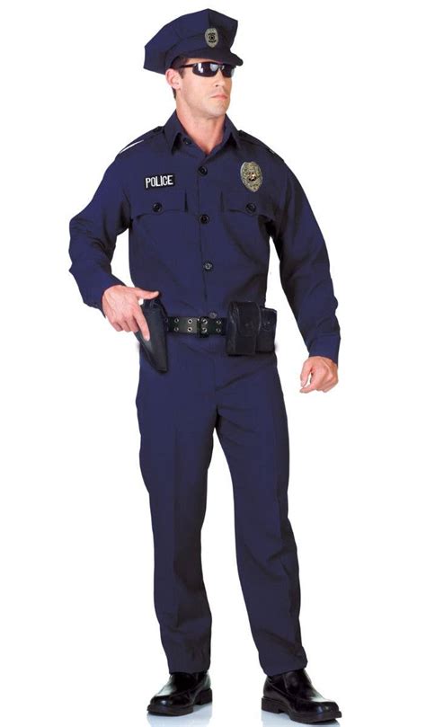 Traditional Us Blue Police Uniform Mens Cop Fancy Dress Costume