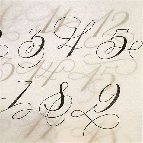 Zahlen Lettering Mit Schnörkel Hand Lettering Alphabet Tattoo