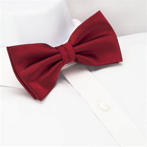 Pre Tied Plain Red Silk Bow Tie The Cufflink Store