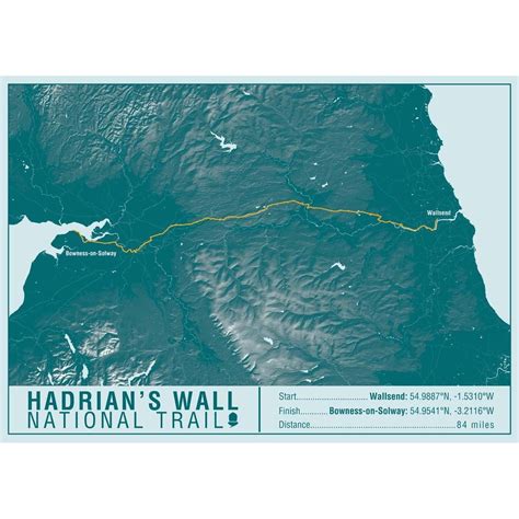 Hadrians Wall Path National Trail Map Print The Map Shop Trail