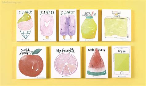 Watercolor Grapefruit Memo Pad Fruits Notepad Notepads Sticky