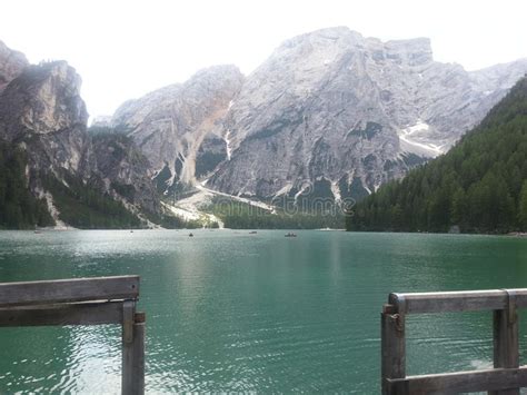 Braies Lake In Dolomiti Mountains Stock Image Image Of Water Braies