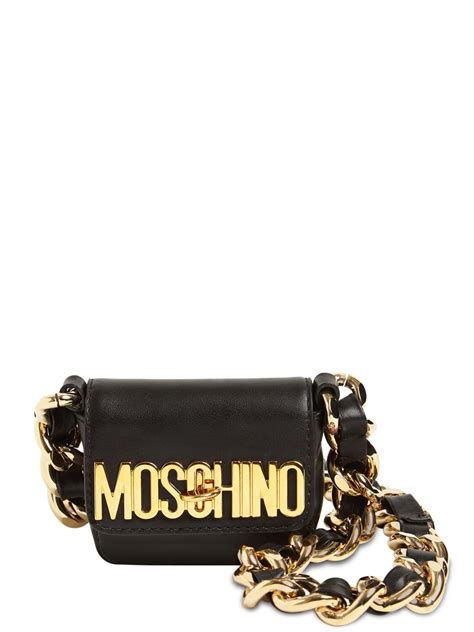 Moschino Mini Leather Crossbody Bag In Black Modesens