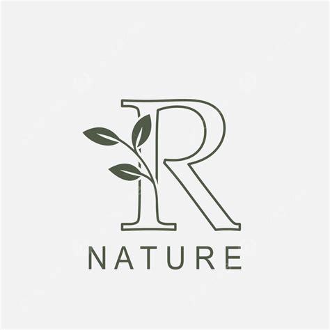 Outline Initial Letter R Nature Leaf Logo Icon Vector Design Concept
