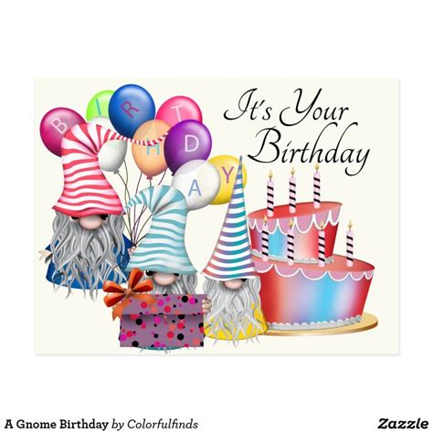 A Gnome Birthday Postcard Zazzle Happy Birthday Drawings Birthday