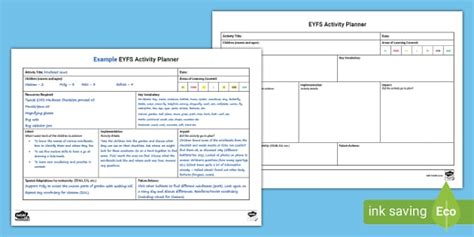 Eyfs Activity Planning Sheet Planning Template Twinkl