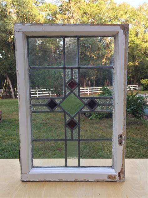Stain Glass Window Leaded Antique Salvage Etsy Antique Window Frames Stained Glass Windows