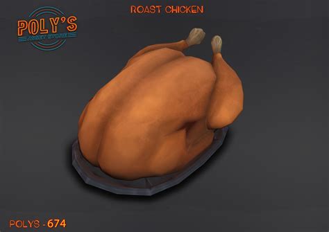 Roast Chicken Low Poly Stylized 3d Model Cgtrader