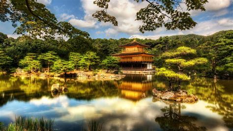 🥇 Japan Landscapes Trees Forests Houses Lakes Skies Kinkakuji Wallpaper