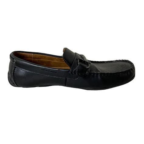 Alfani Men S Moccasins Shoes Size M Black Leather Len Driver With Bit EBay