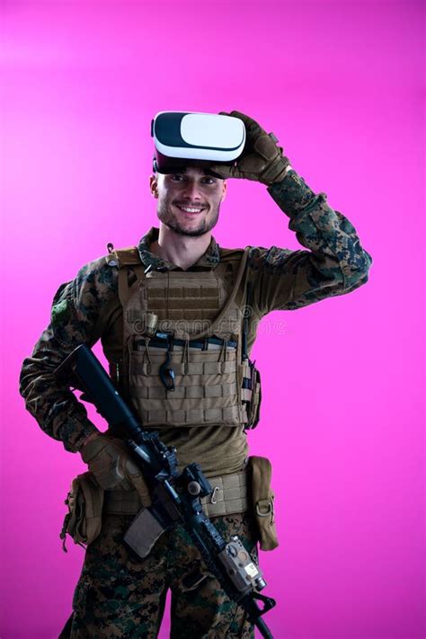 Soldier In Battle Using Virtual Reality Glasses Stock Image Image Of