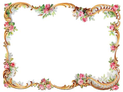 Antique Images Royalty Free Flower Frame Pink Rose Shabby Chic