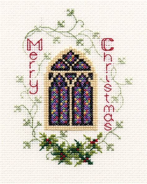 cross stitch christmas card kit by bothy threads stained etsy uk