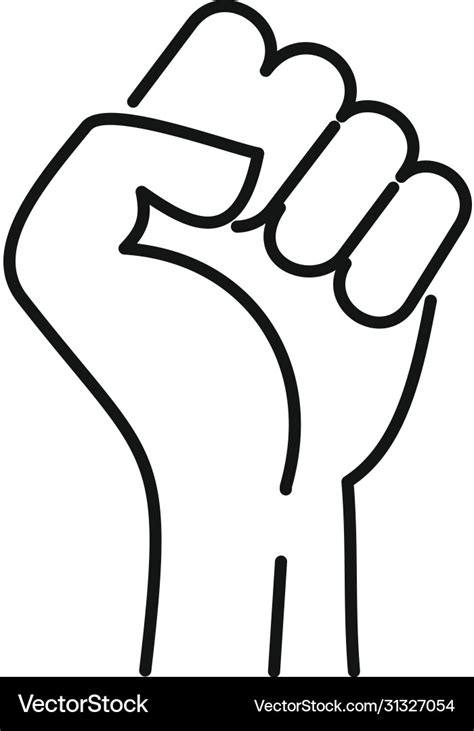 Fist Icon Outline Style Royalty Free Vector Image