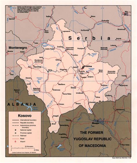 Detailed Political Map Of Kosovo Kosovo Detailed Political Map