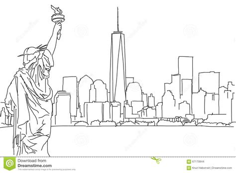 Free Hand Sketch Of New York City Skyline Vector Scribble Stock Vector