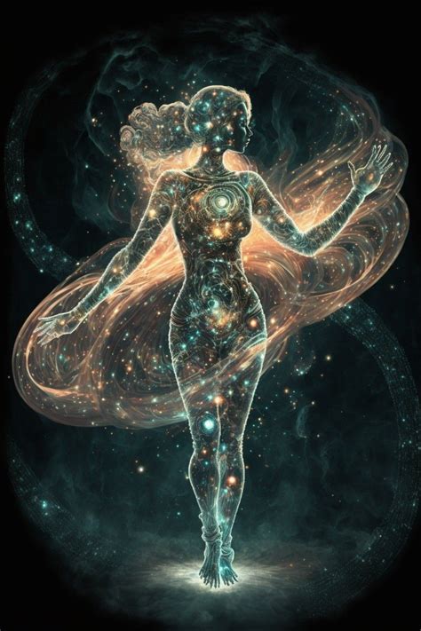 A Woman S Spirit Body With Stars In Space Beautiful Fantasy Art Dark